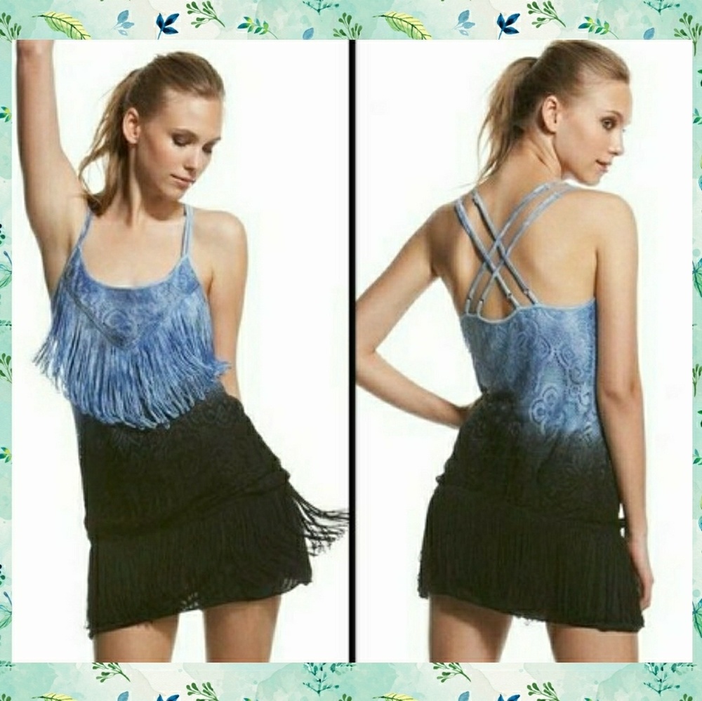 NWT Free People blue fringe summer dress